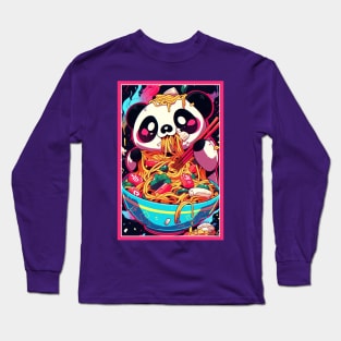 Anime Cute Panda eating Ramen | Cute Anime Panda Kawaii Design Long Sleeve T-Shirt